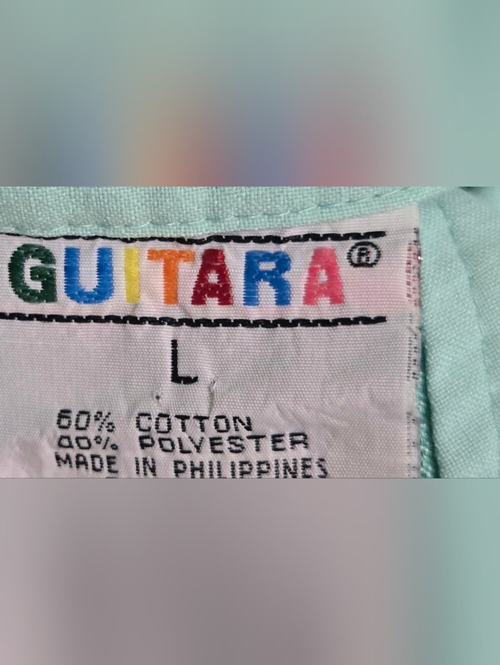 Vintage Guitarra Mint Green Striped Quarter Zip Pullover L - Picture 6 of 9